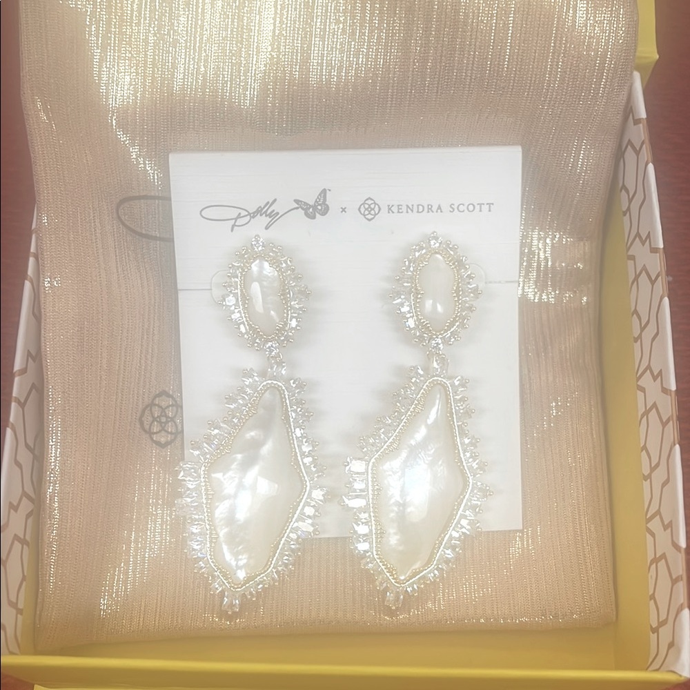 Kendra Scott White Crystal Statement Earrings Dolly Parton collection